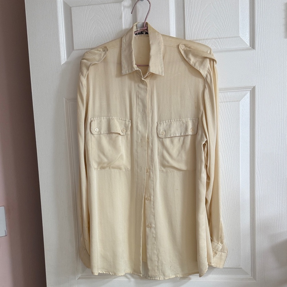 Nicole Miller Cream Button Down Shirt